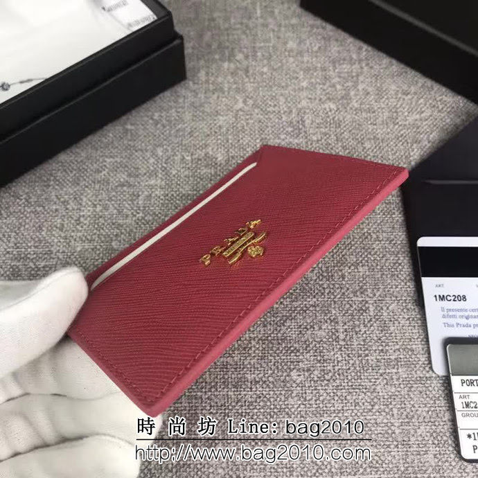 PRADA普拉達 官網同步 專櫃最新款 頂級原單十字紋牛皮 三層信用卡夾 1MC208 DD1758
